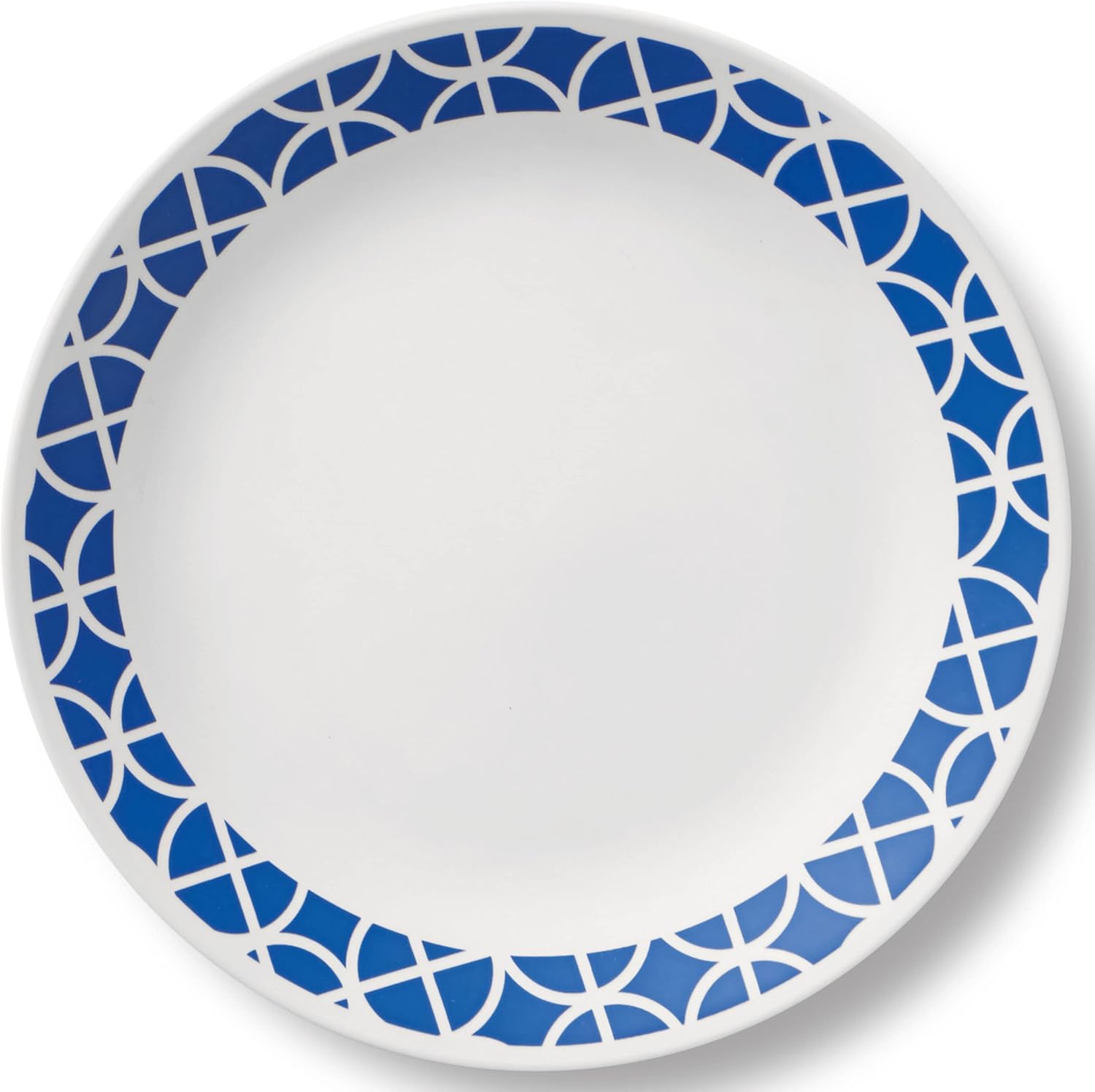 4-Pieces 10.25" Glass Dinner Plates, Chip & Crack Resistant Glass Dinnerware Set Plates, Cobalt Circles