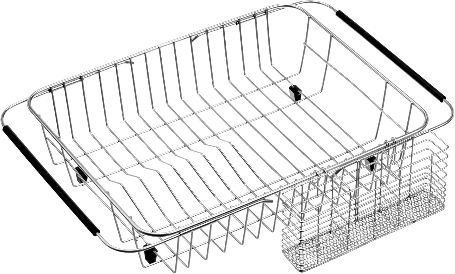 ExpandableDishDryingRack,StainlessSteelOverTheSinkDishRack,inSinkorOnCounterDishDrainerwithStainlessSteelremovableUtensilHolder